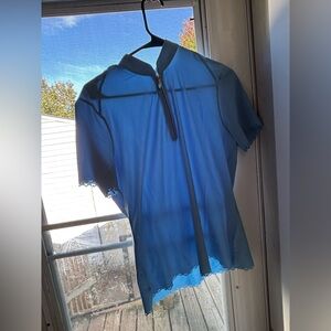 Wrangler Light Blue Zip-Up Shirt